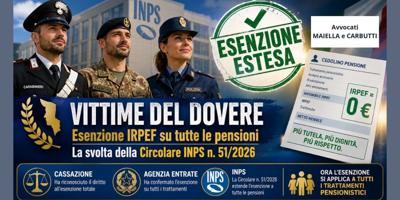 Vittime del Dovere: esenzione IRPEF su tutte le pensioni — ...
